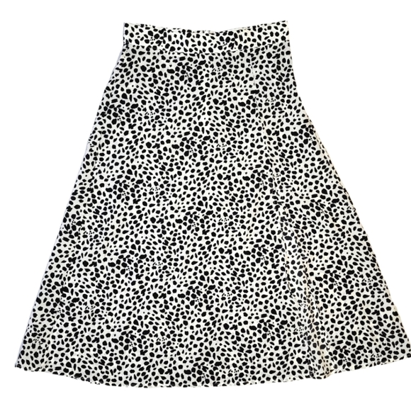 Shein Snow Leopard Print Midi Skirt Side Zip Size Small White Black - Picture 1 of 3